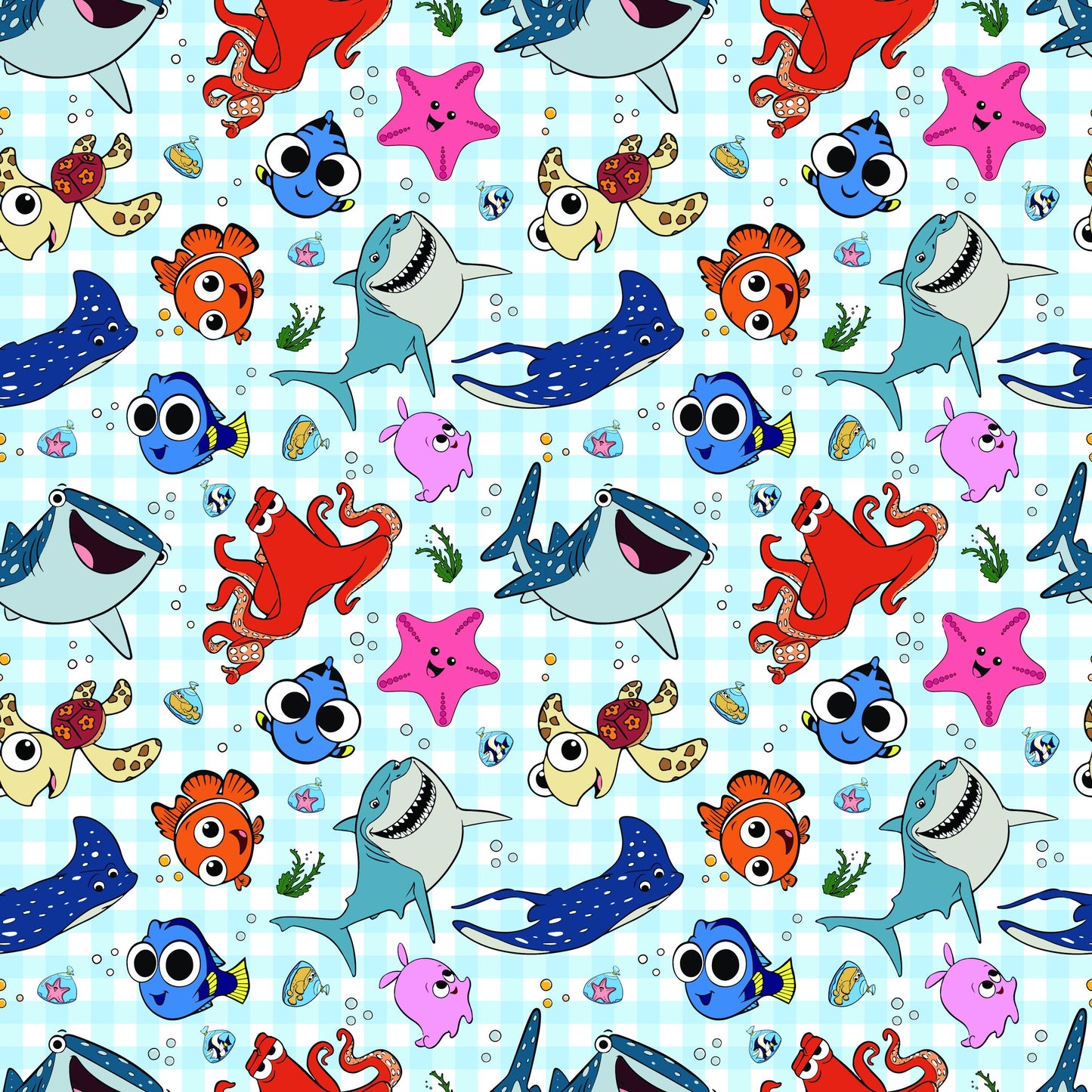 Eigenproduktion Stoff bunte Fische
