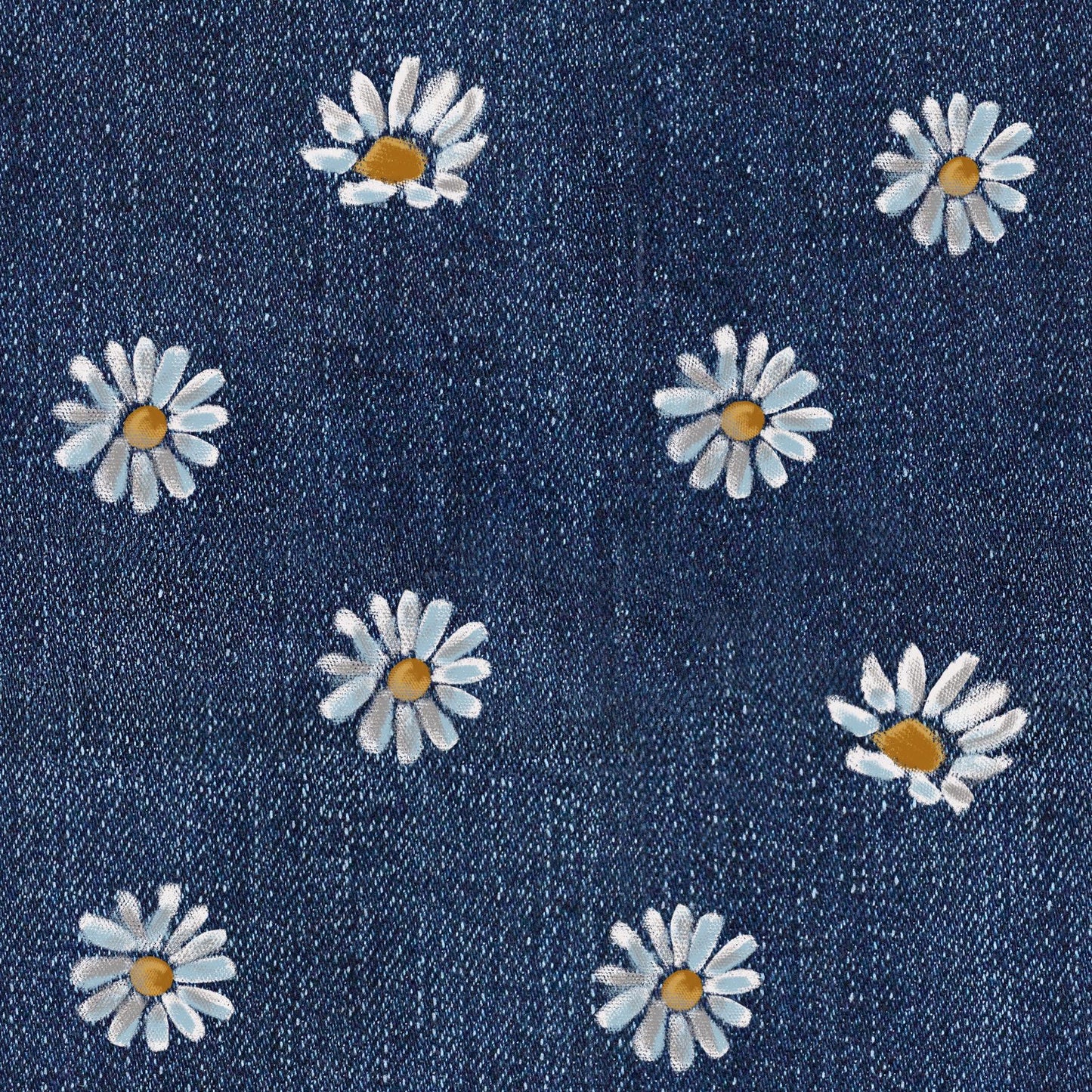 Eigenproduktion Stoff Gänseblümchen Denim