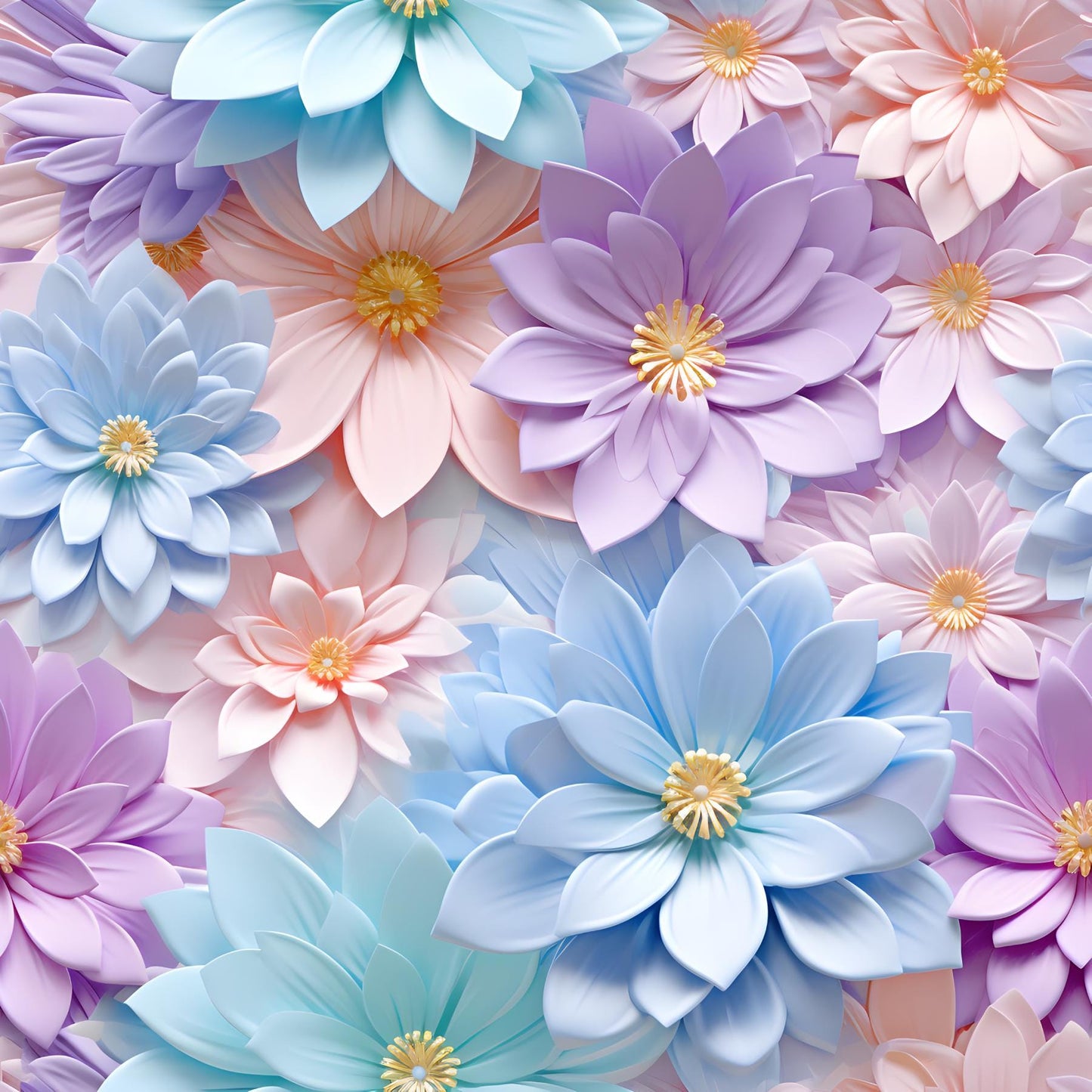 Eigenproduktion Stoff 3D Blumen - Pastel Blumen