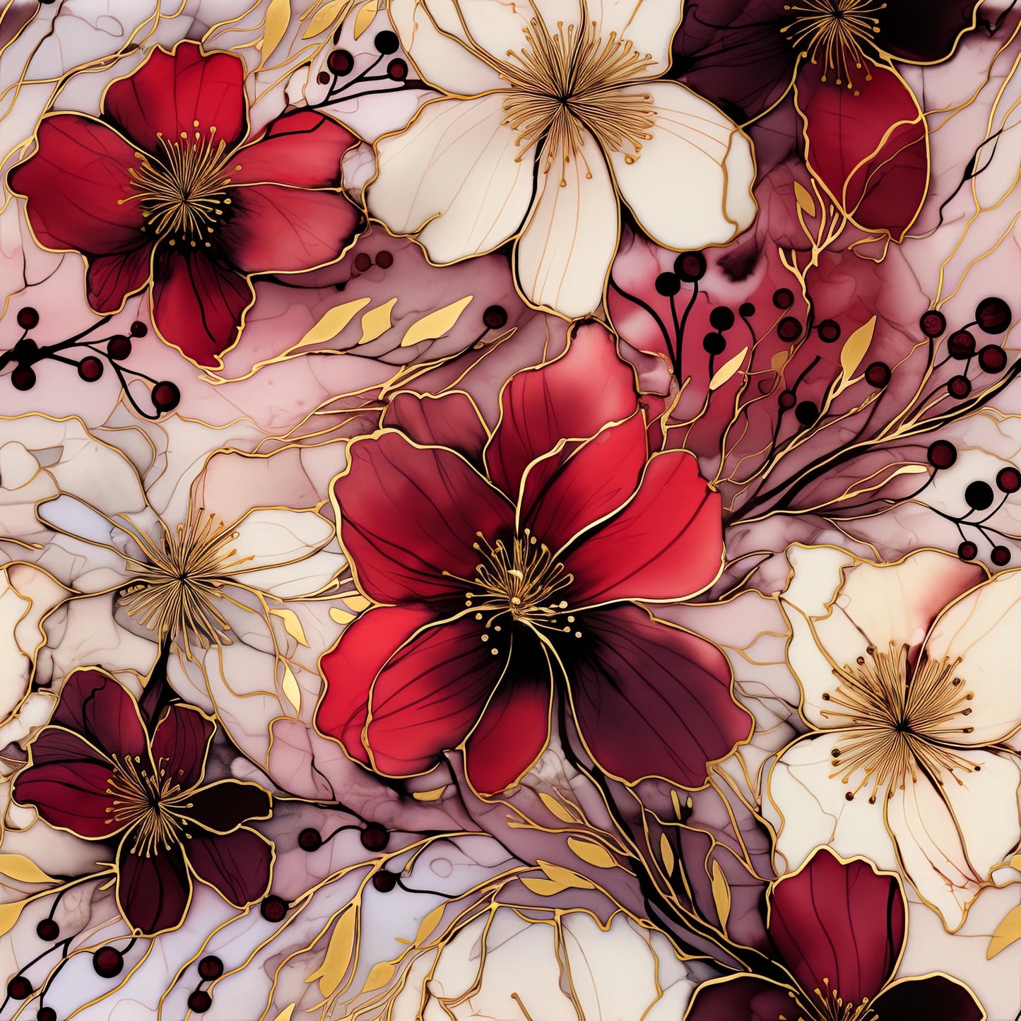 Eigenproduktion Stoff Flower - Blumen - Rot