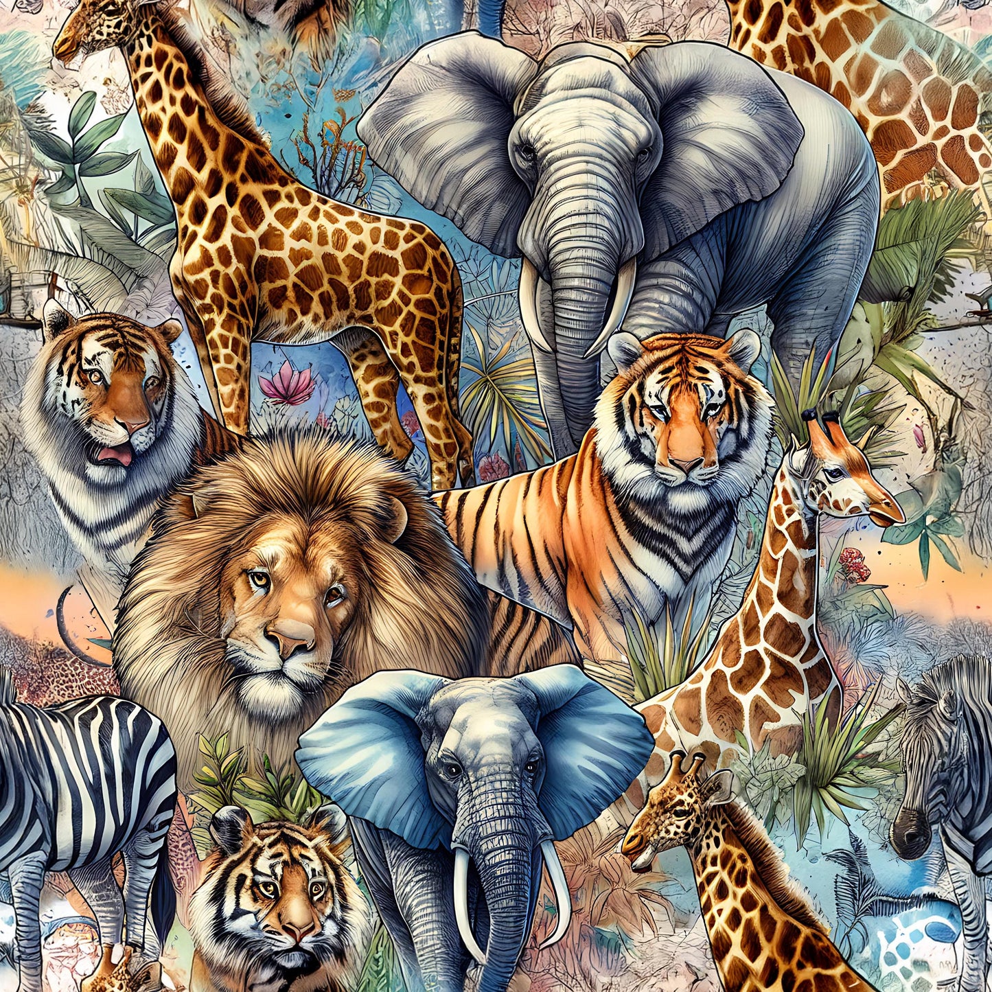 Eigenproduktion Stoff Safari - Tiere