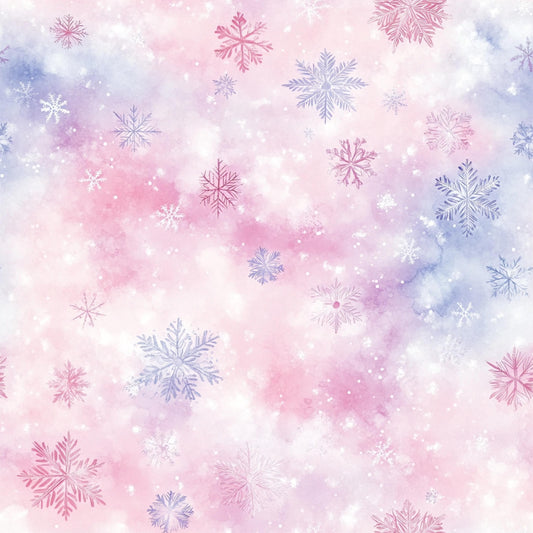 Eigenproduktion Stoff Schneeflocken - Pasteltöne