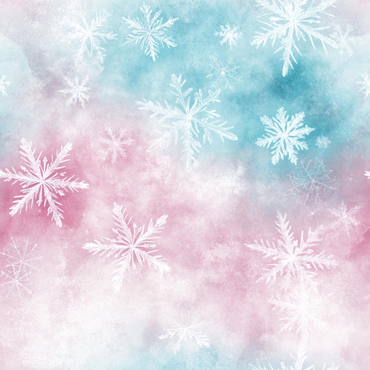 Eigenproduktion Stoff Schneeflocken - Pastelfarben