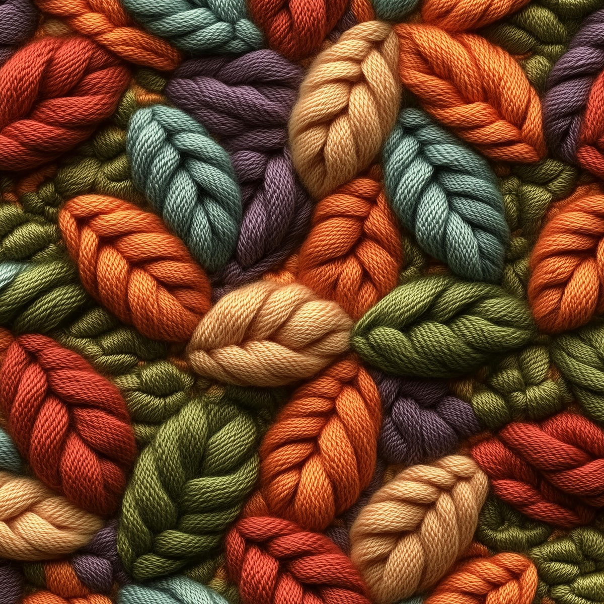Eigenproduktion Stoff gestrickte Blätter - Herbst