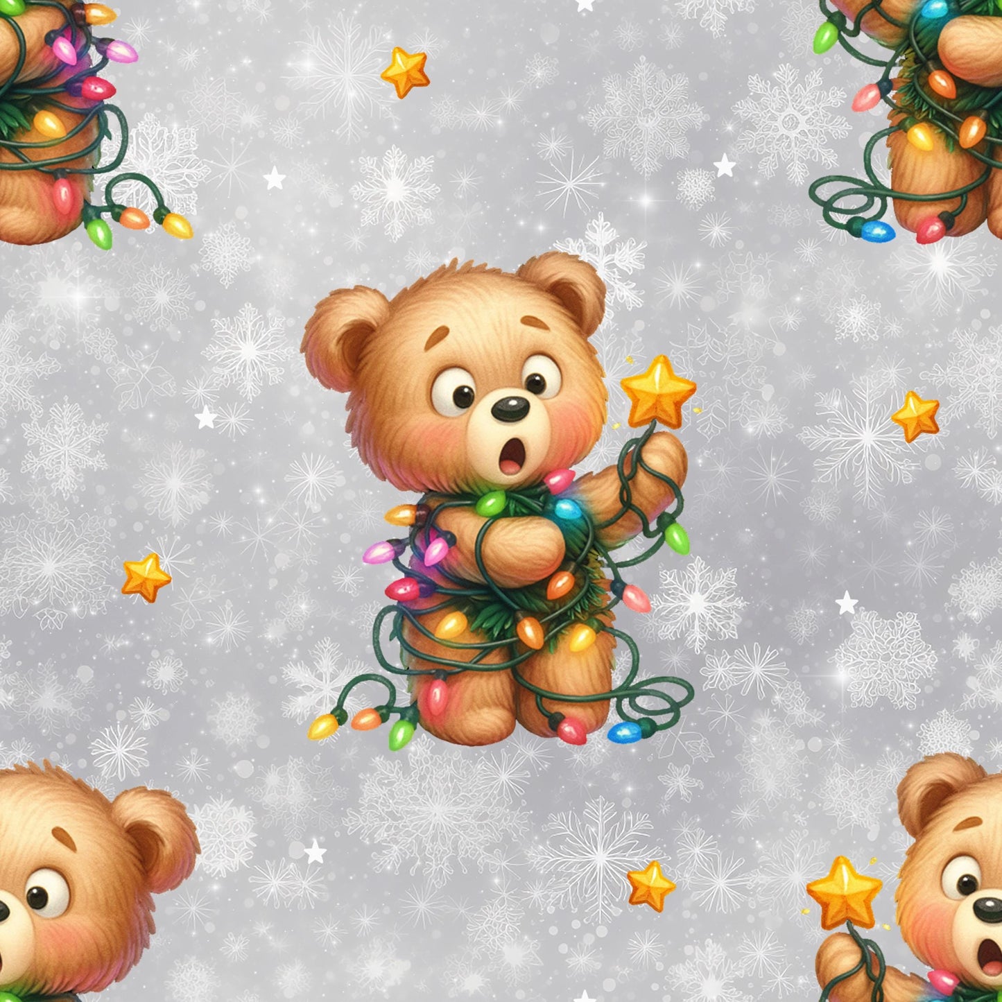 Eigenproduktion Stoff Bär Weihnachten