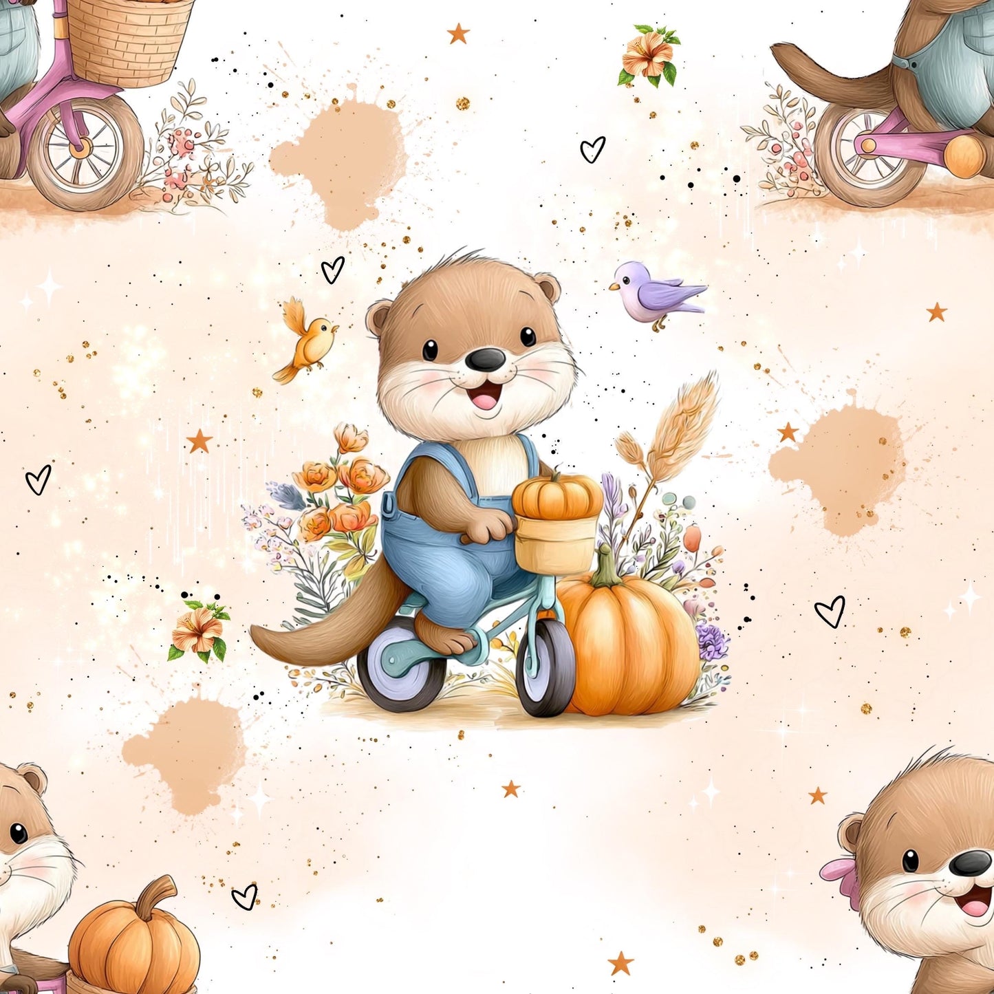 Eigenproduktion Stoff Otter - Herbst