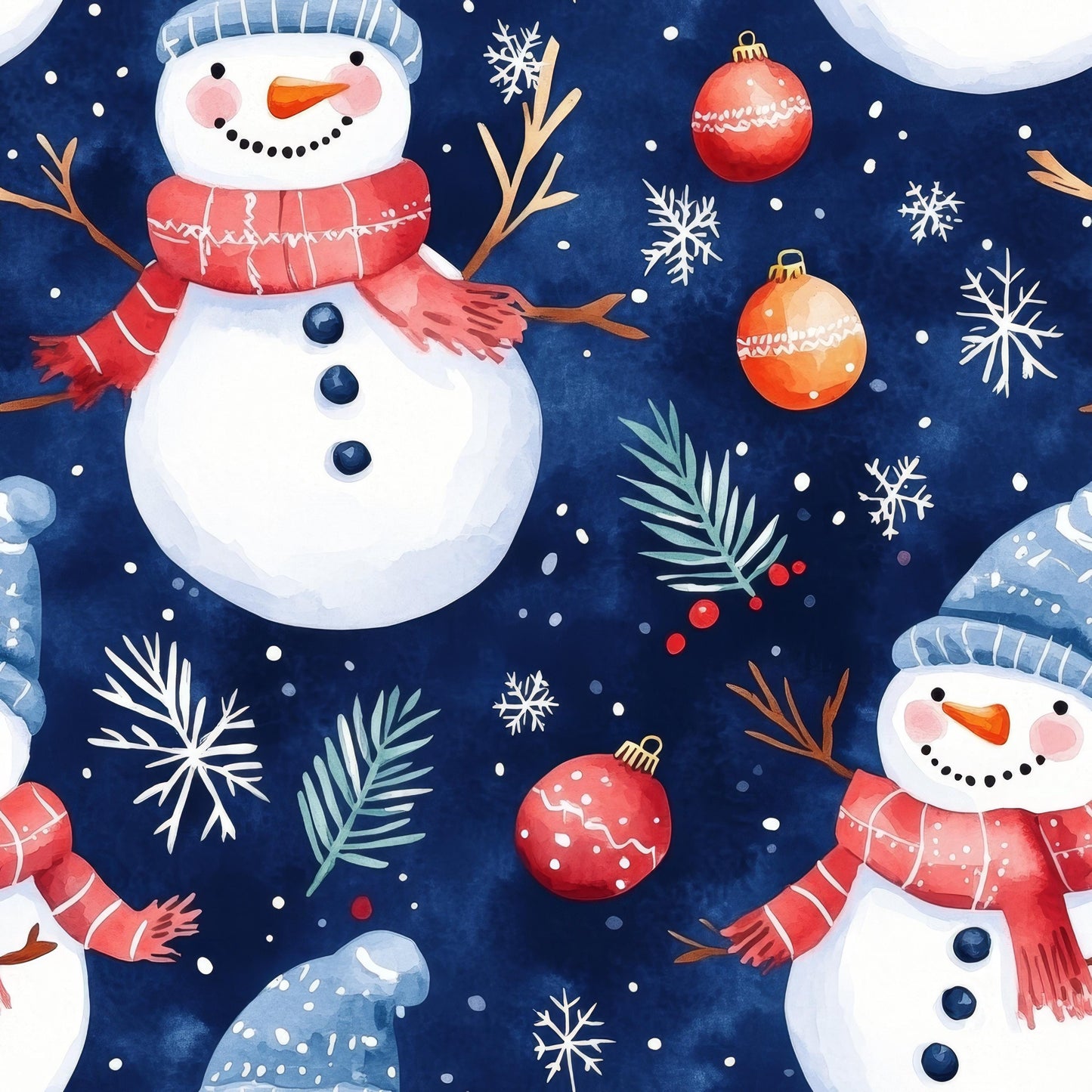 Eigenproduktion Stoff Winter - Schneemann