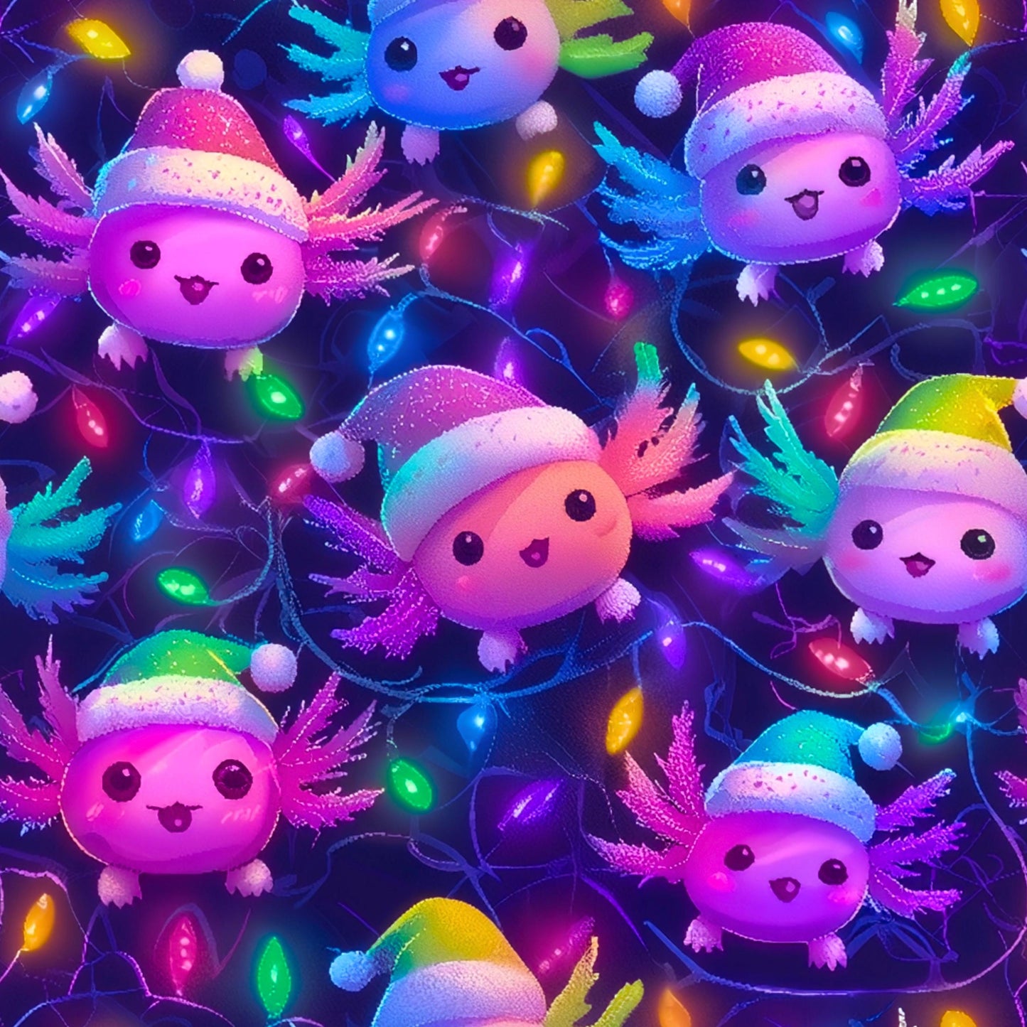 Eigenproduktion Stoff Axolotl Weihnachten