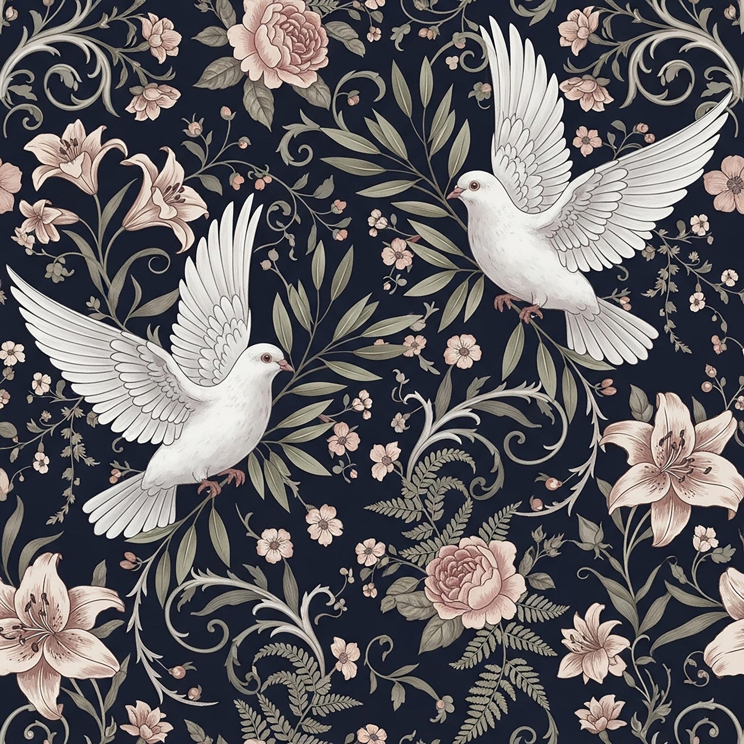 Eigenproduktion Stoff Tauben