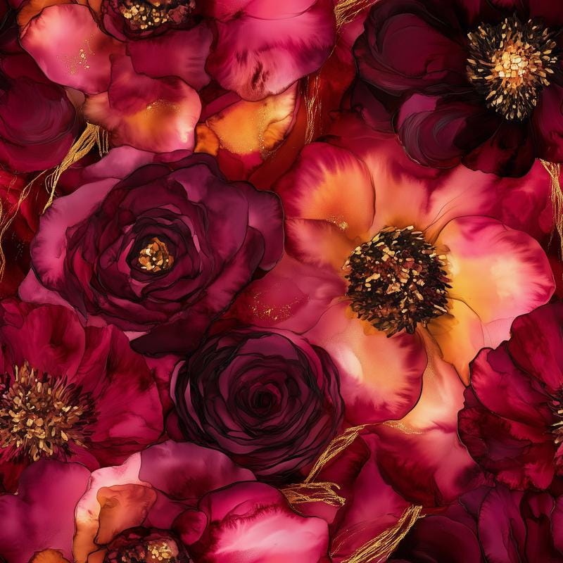 Eigenproduktion Stoff Flower - Blumen - rot