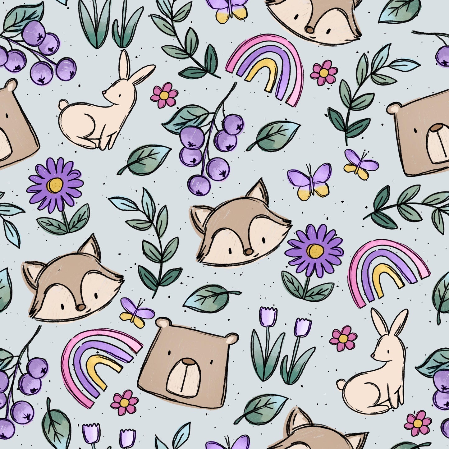 Eigenproduktion Stoff Waldtiere