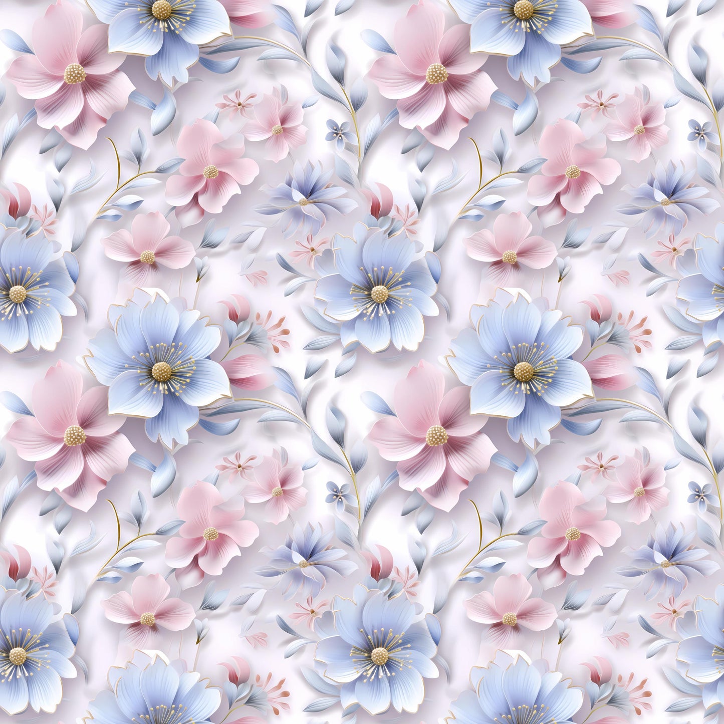 Eigenproduktion Stoff Pastel 3D Blumen