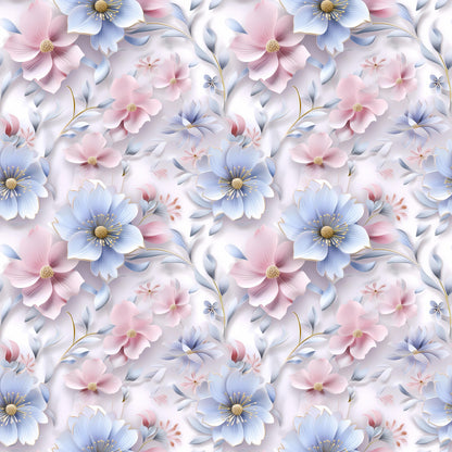 Eigenproduktion Stoff Pastel 3D Blumen