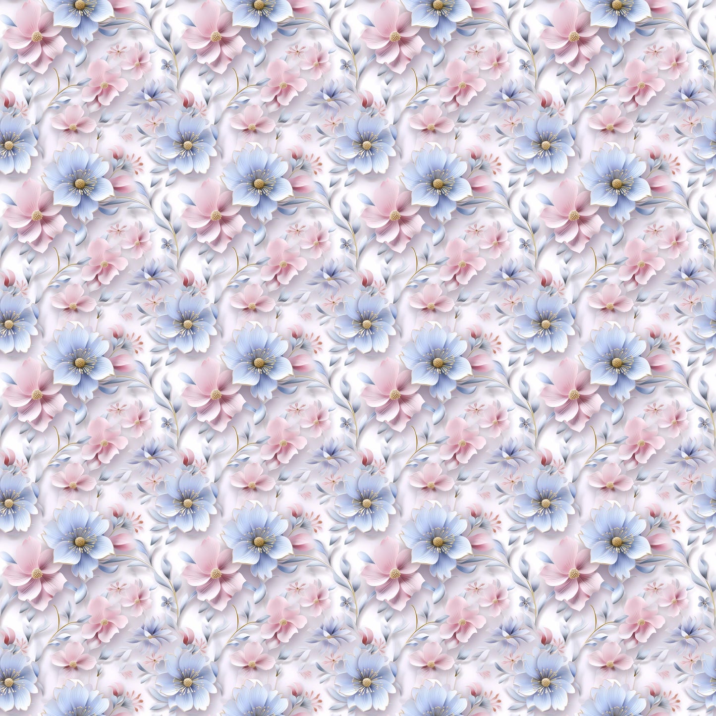 Eigenproduktion Stoff Pastel 3D Blumen