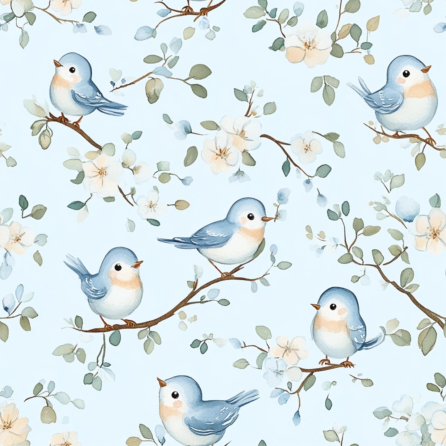 Eigenproduktion Stoff Vögel