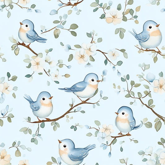 Eigenproduktion Stoff Vögel