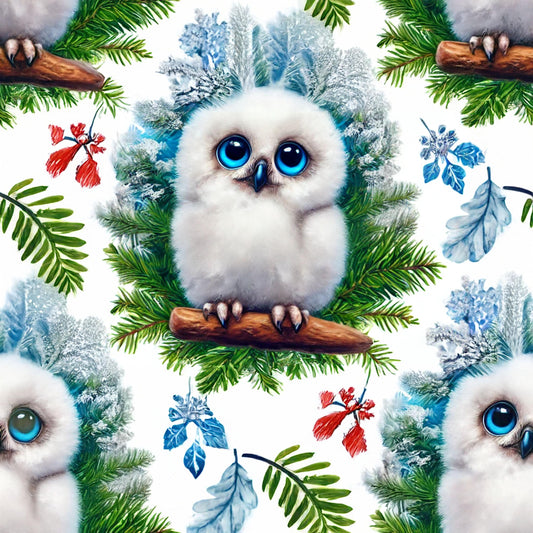 Eigenproduktion Stoff Schneeeule