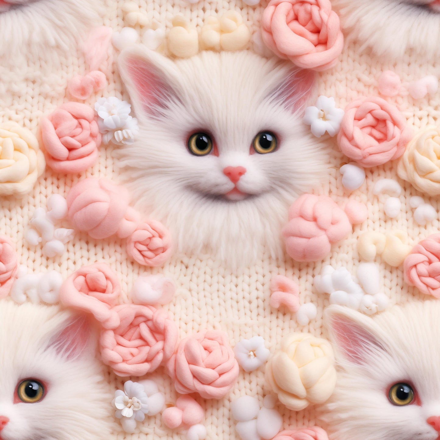 Eigenproduktion Stoff 3D Katzen