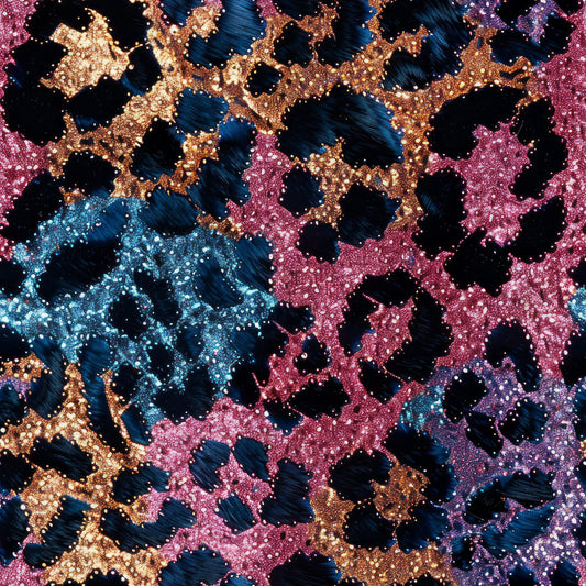 Eigenproduktion Stoff Leoprint Glitzer