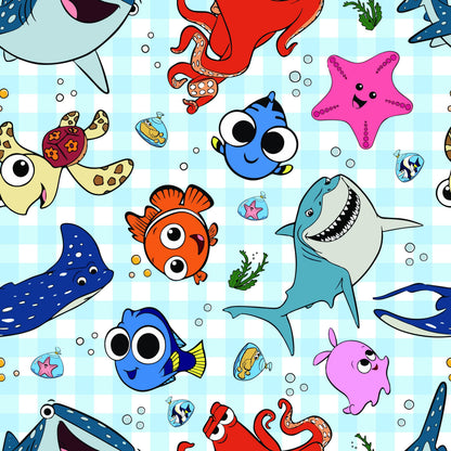 Eigenproduktion Stoff bunte Fische