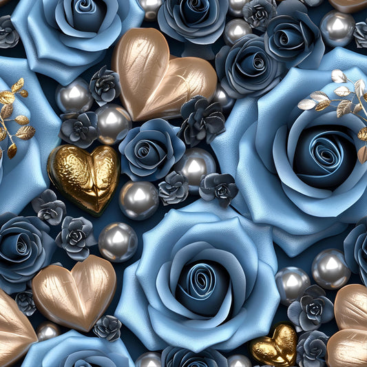 Eigenproduktion Stoff Denim Blume