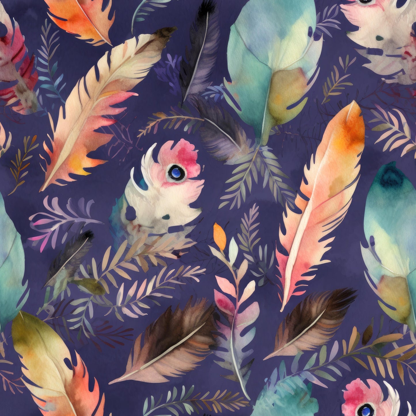 Eigenproduktion Stoff Federn