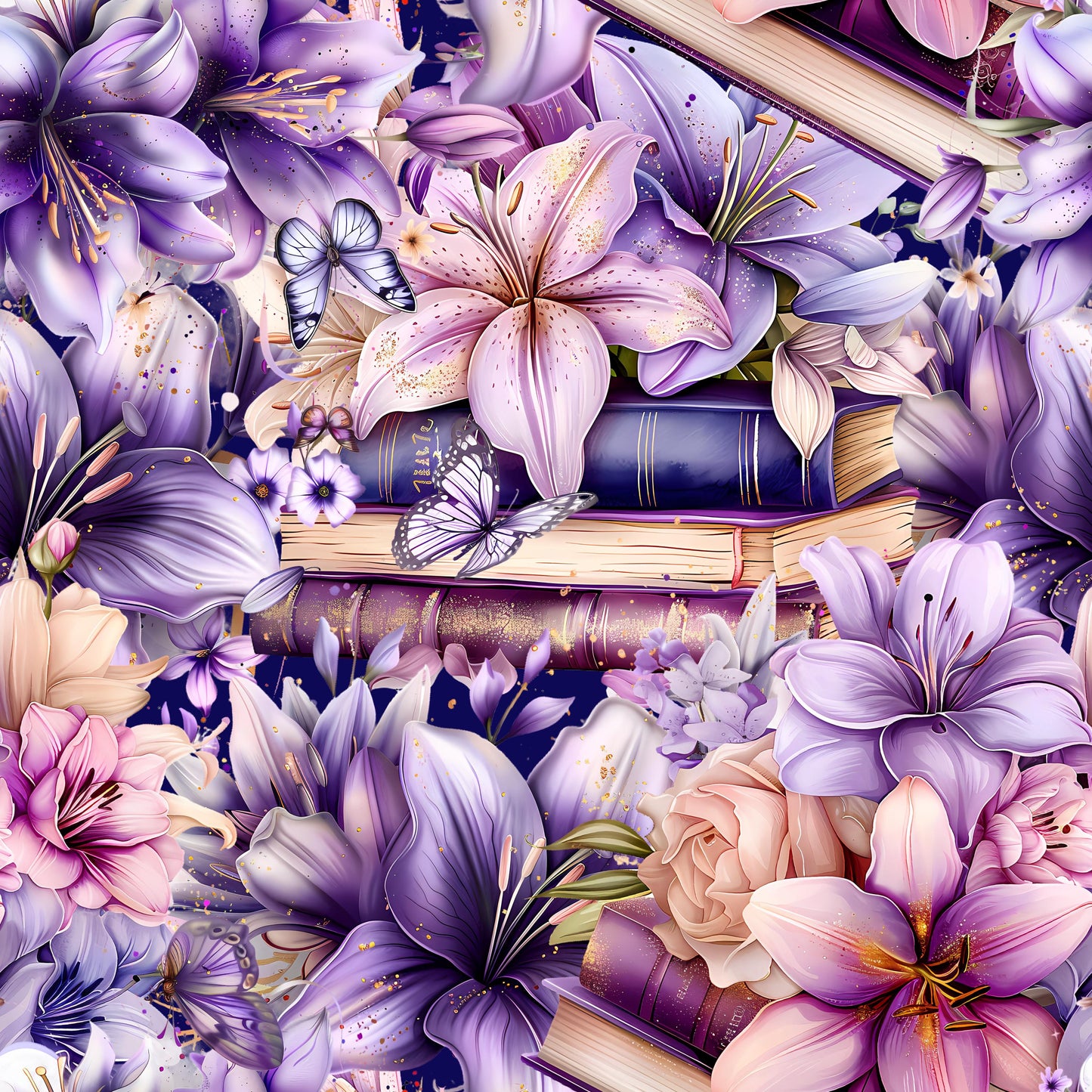 Eigenproduktion Stoff Bücher mit Blumen