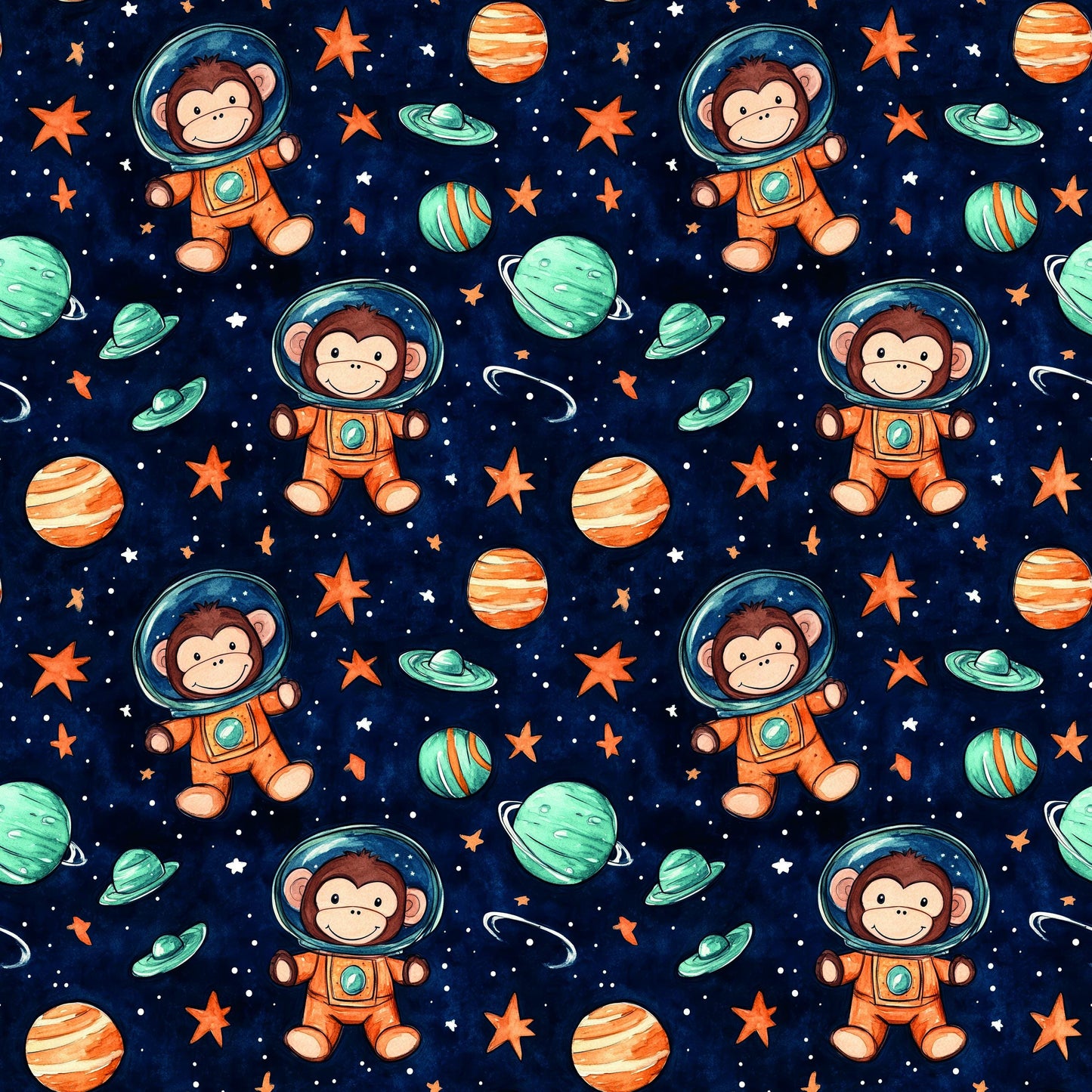 Eigenproduktion Stoff Weltraum Astronaut Affe