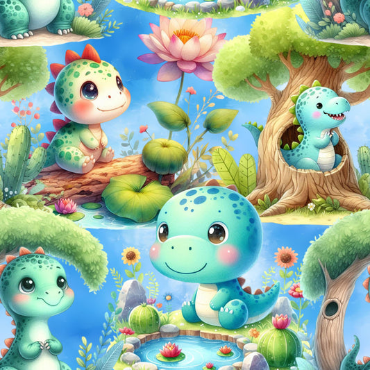 Eigenproduktion Stoff Dino