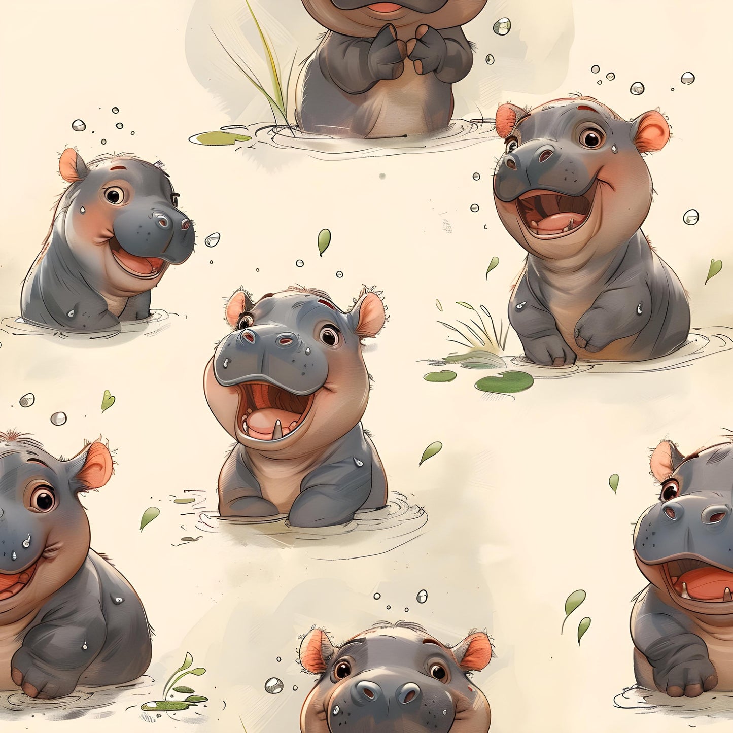 Eigenproduktion Stoff Hippo