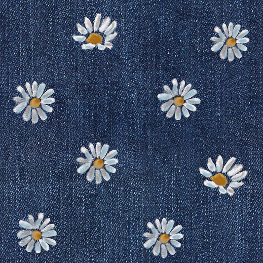 Eigenproduktion Stoff Gänseblümchen Denim