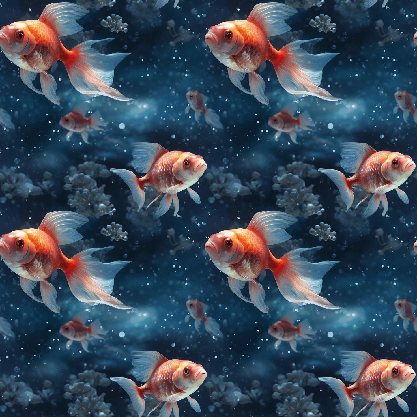 Eigenproduktion Stoff Fische