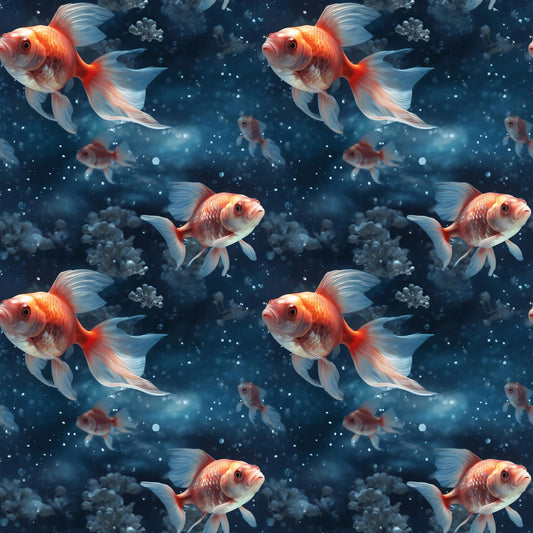 Eigenproduktion Stoff Fische