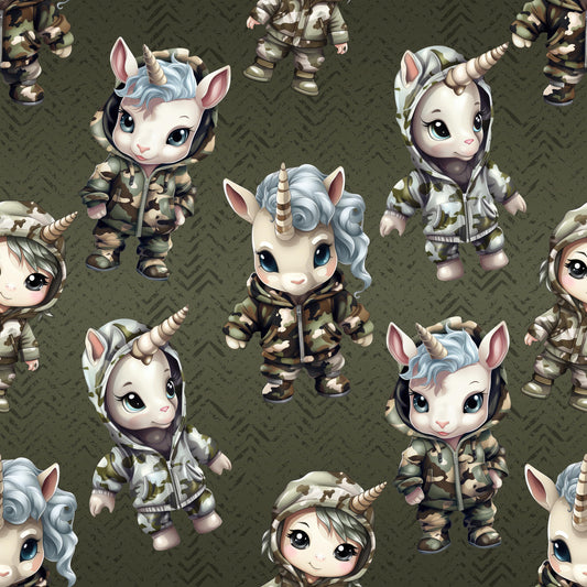 Eigenproduktion Stoff Einhorn - Militär