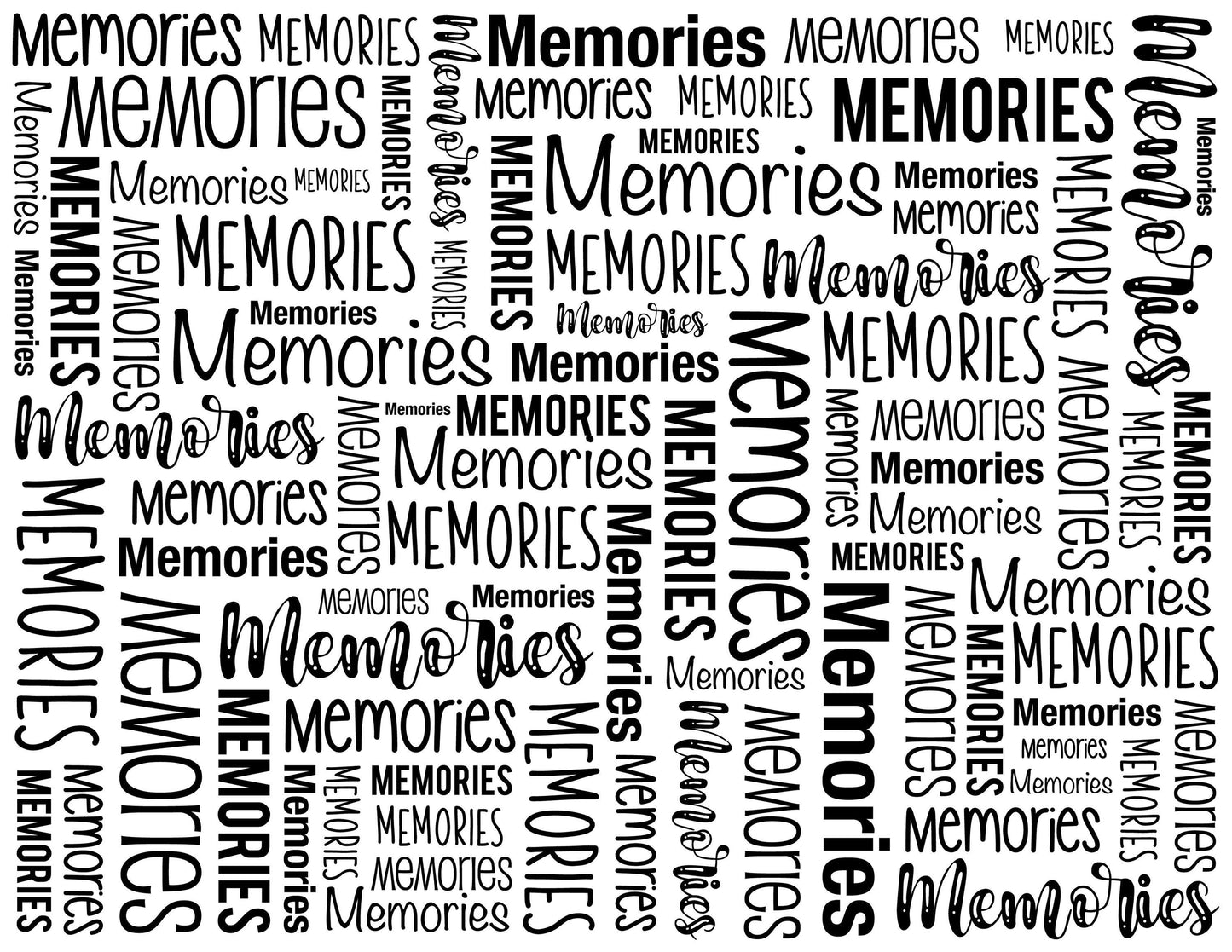 Eigenproduktion Stoff Memories - Schrift - Schwarz - Weiß