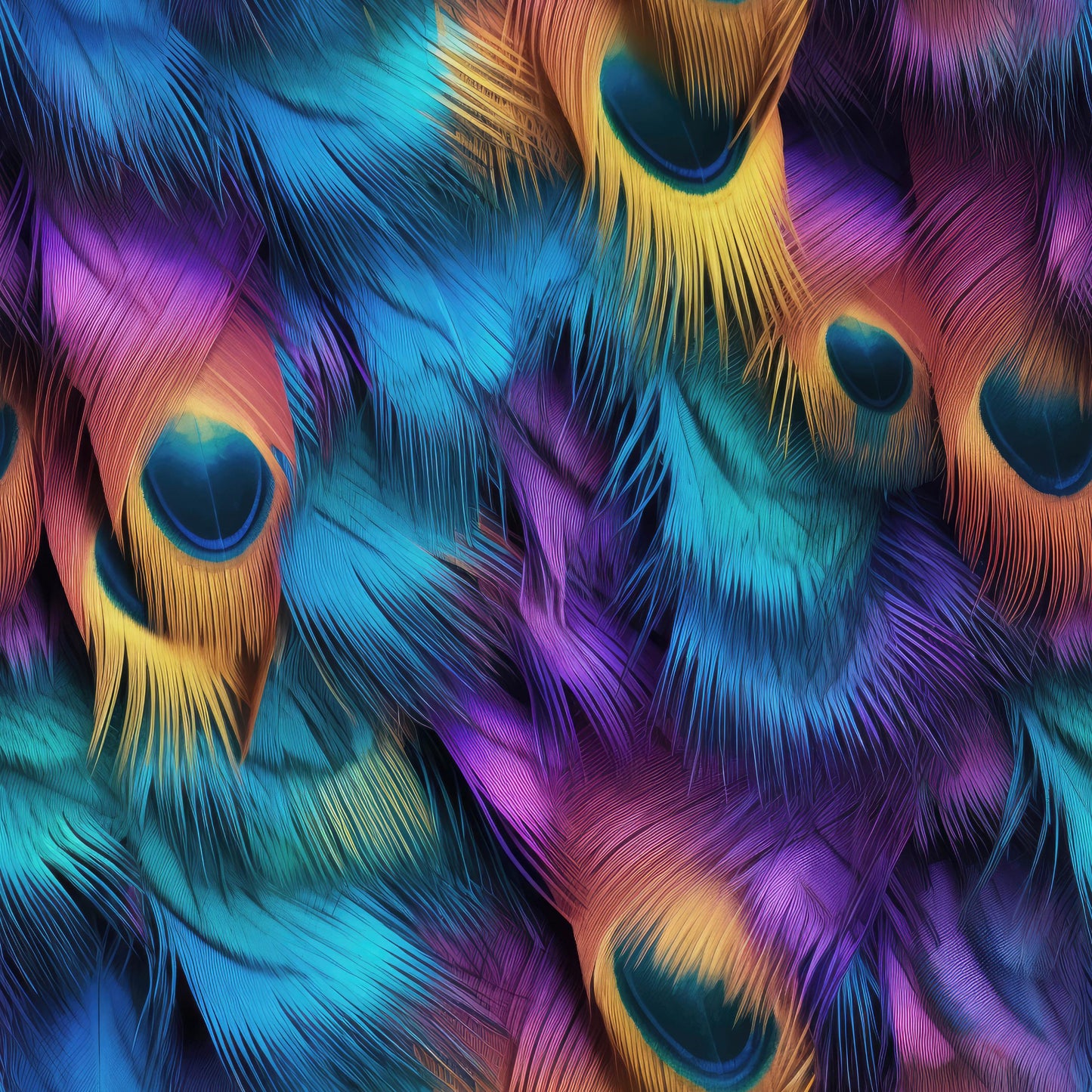 Eigenproduktion Stoff Federn - Pfau