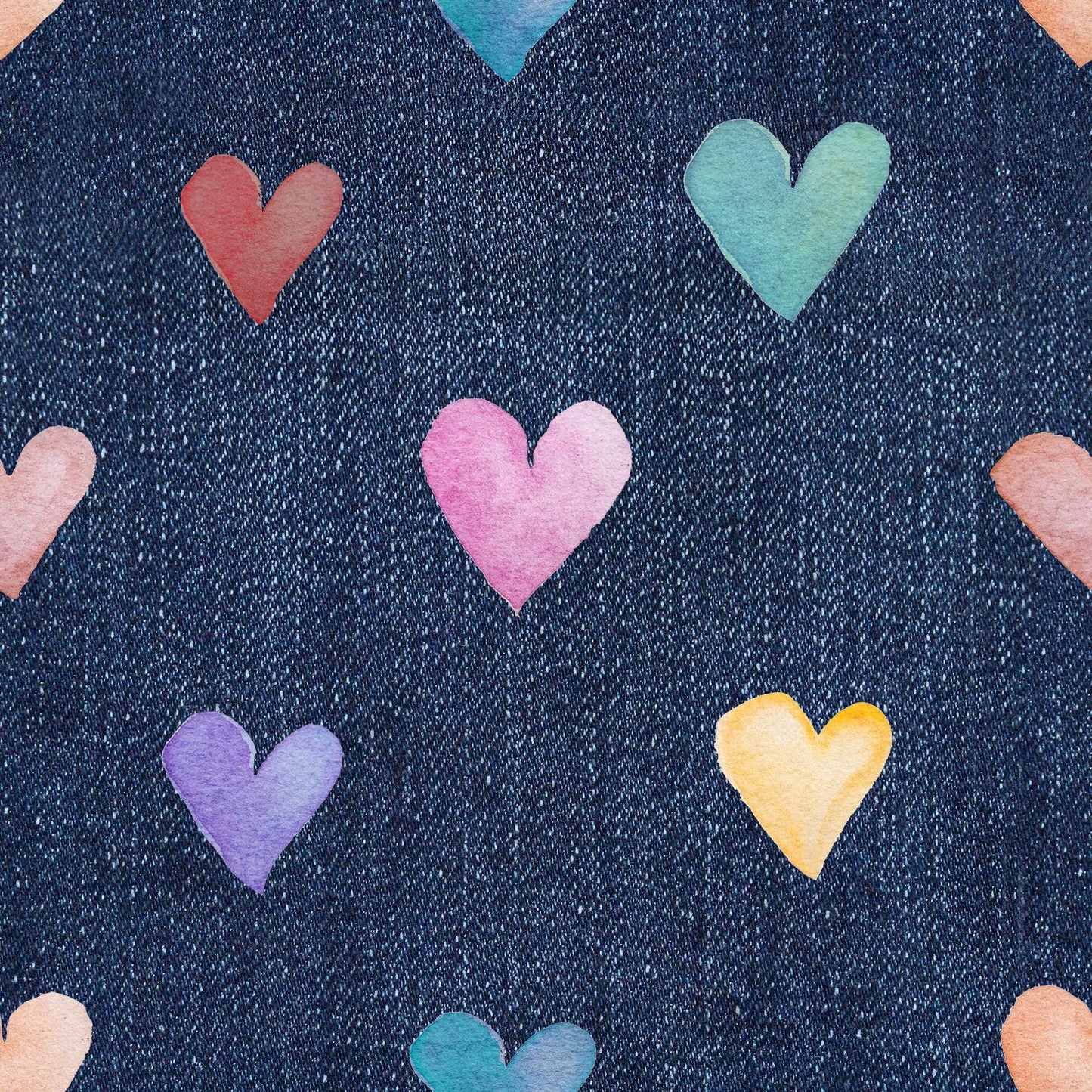 Eigenproduktion Stoff Herzen Denim