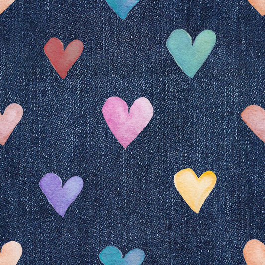 Eigenproduktion Stoff Herzen Denim