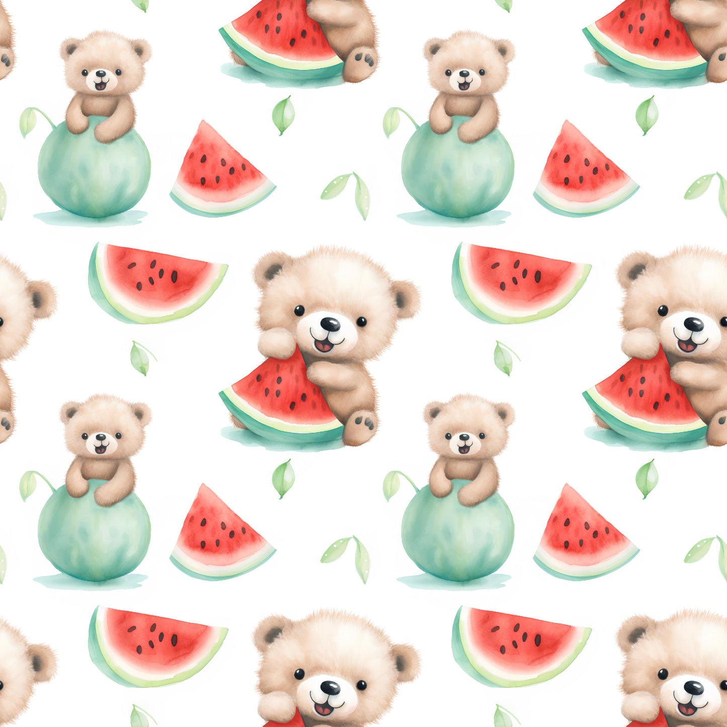 Eigenproduktion Stoff Bär - Wassermelone