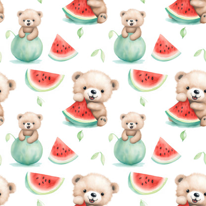 Eigenproduktion Stoff Bär - Wassermelone