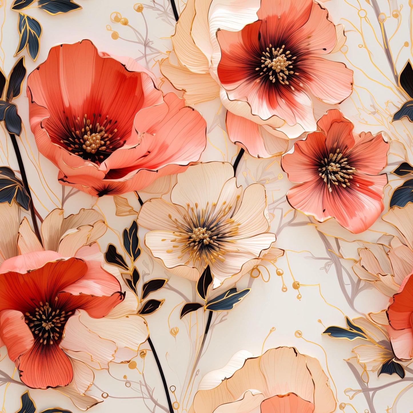 Eigenproduktion Stoff Flower - Blumen - Rot