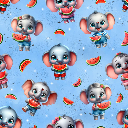 Eigenproduktion Stoff Elefant- Wassermelone