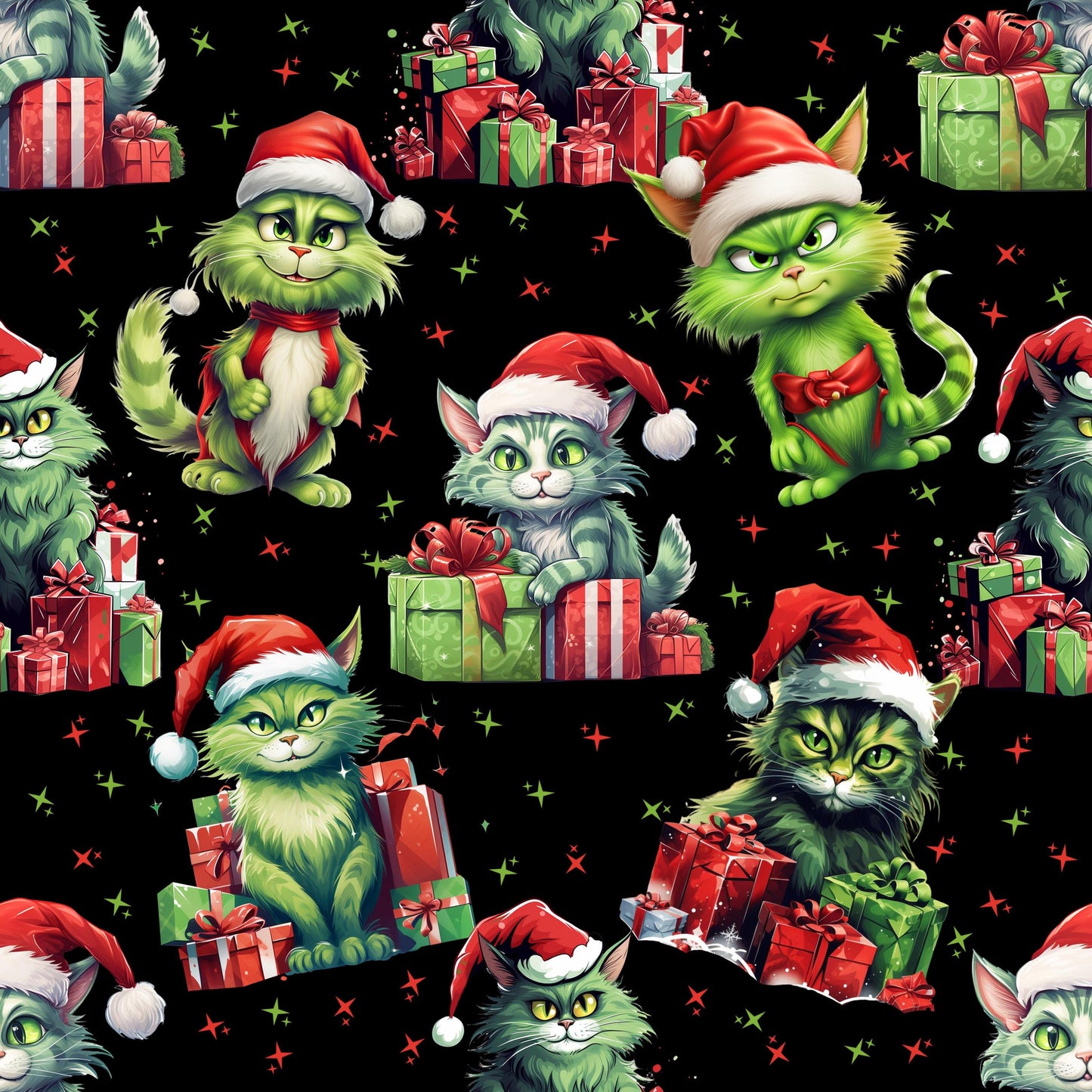 Eigenproduktion Stoff Weihnachts Katz