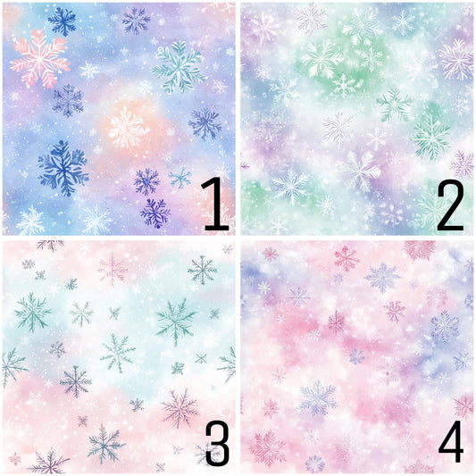 Eigenproduktion Stoff Schneeflocken - Pasteltöne