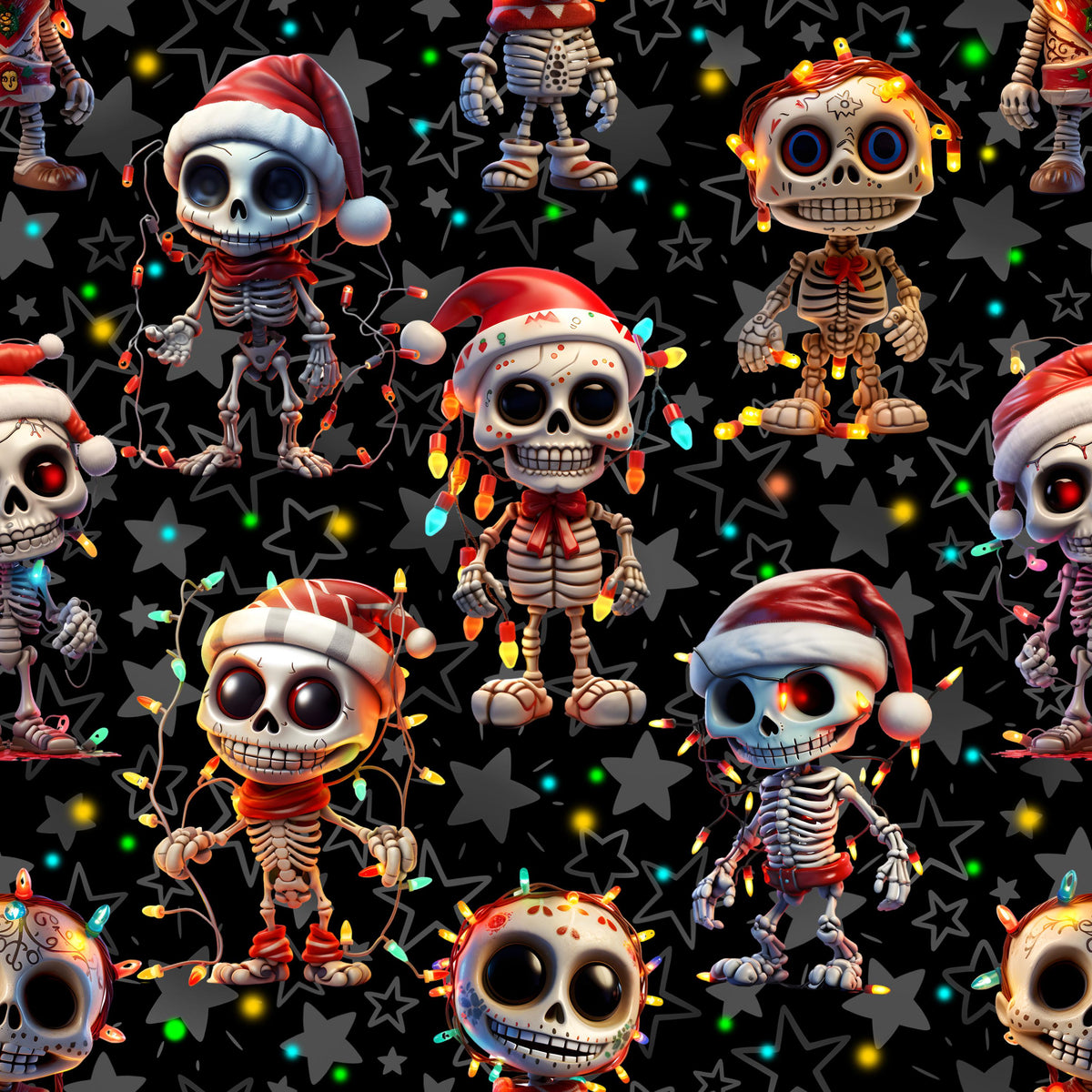 Eigenproduktion Stoff Halloween Skelette