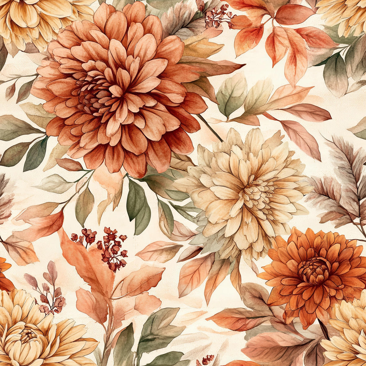 Eigenproduktion Stoff Herbst - Blumen