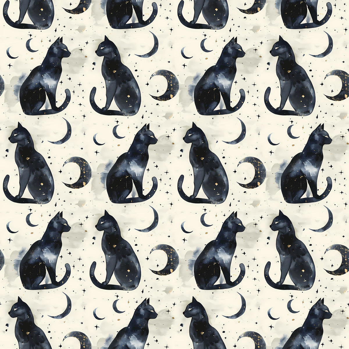 Eigenproduktion Stoff schwarze Katze