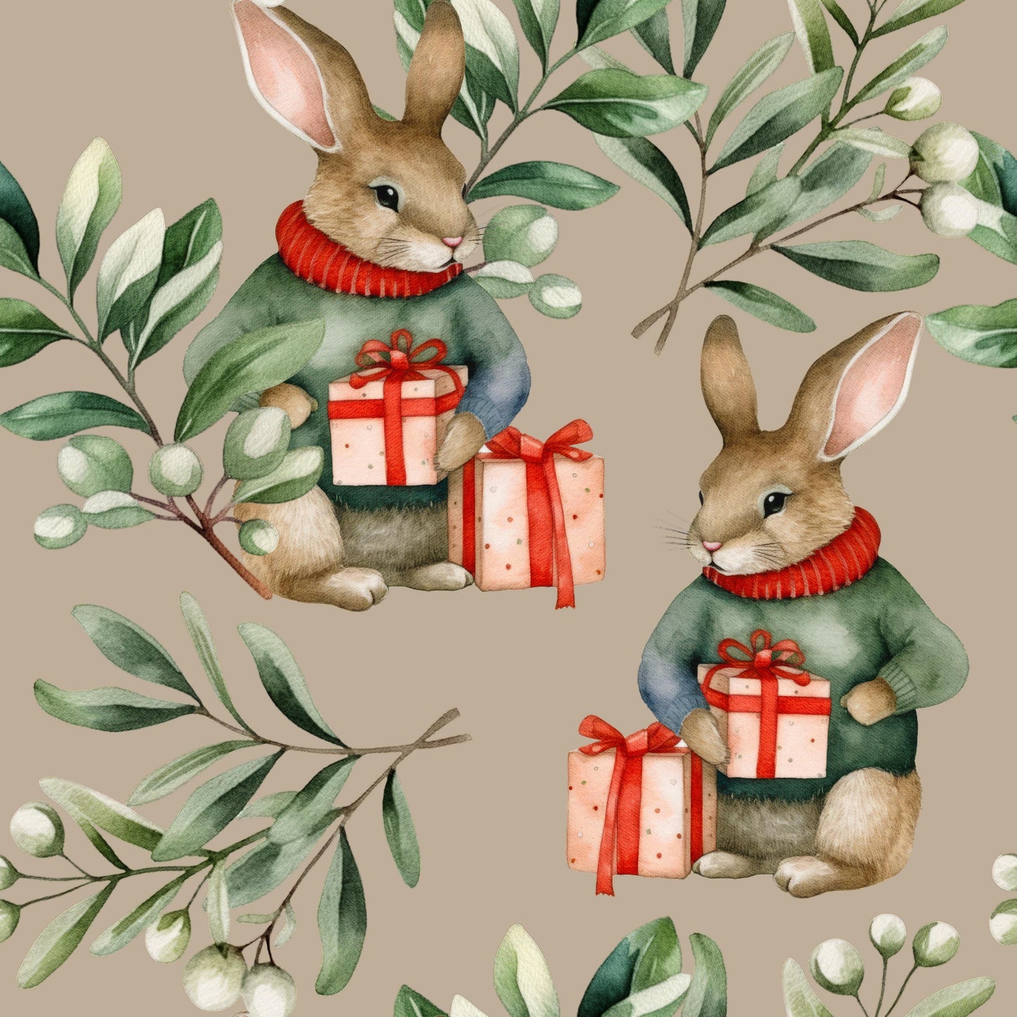 Eigenproduktion Stoff Weihnachten Hase
