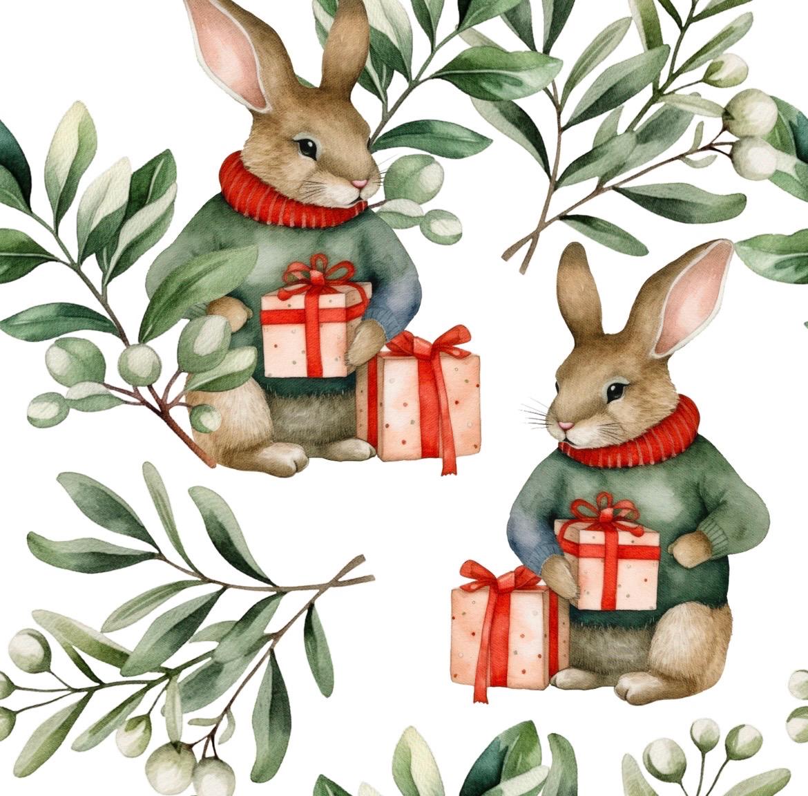 Eigenproduktion Stoff Weihnachten Hase