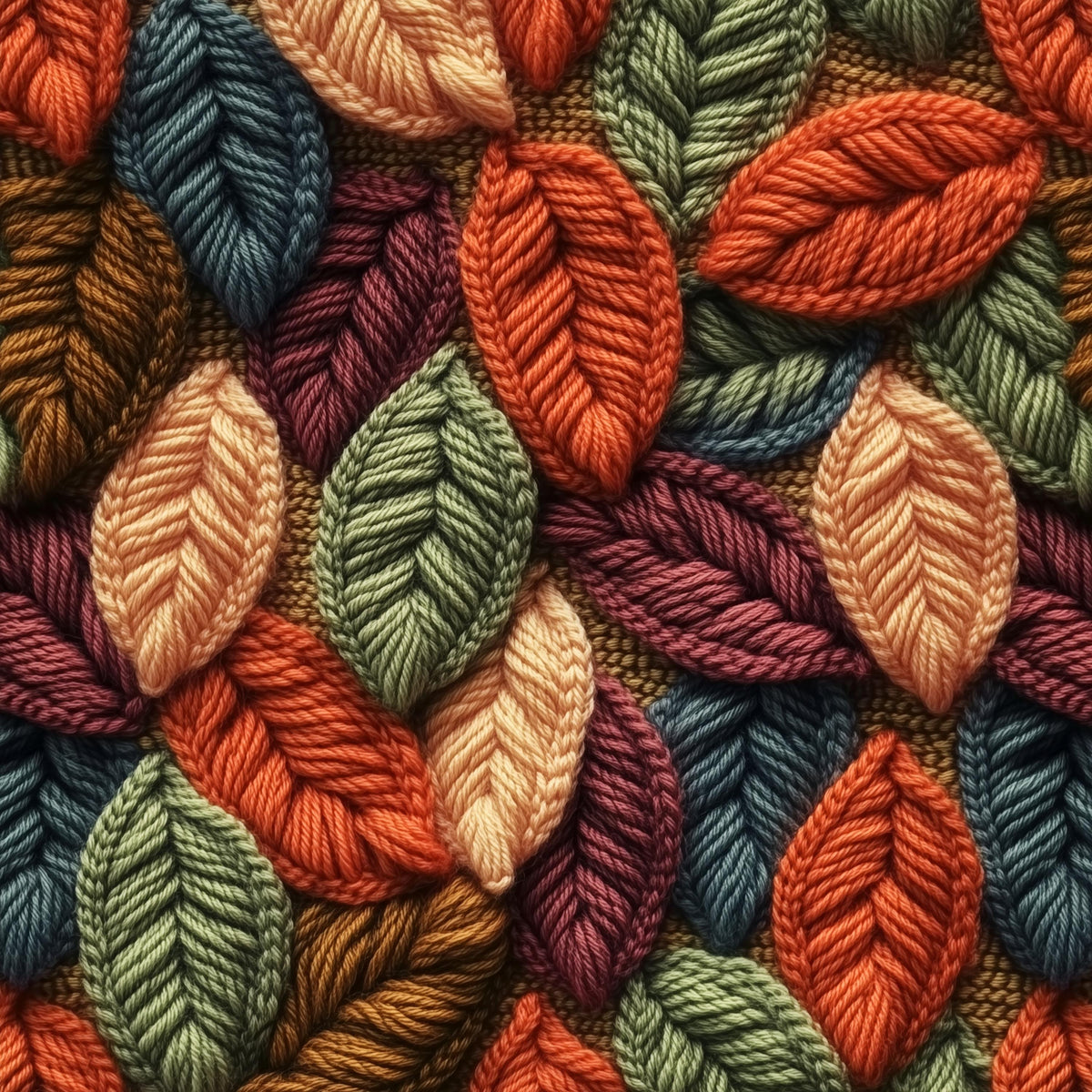Eigenproduktion Stoff gestrickte Blätter - Herbst